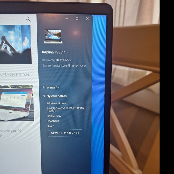 Dell Insp. 15 3511 Laptop, 15.6" FHD Touchscreen Intel Core i5-1035G1, 12 GB RAM - Picture 2 of 7